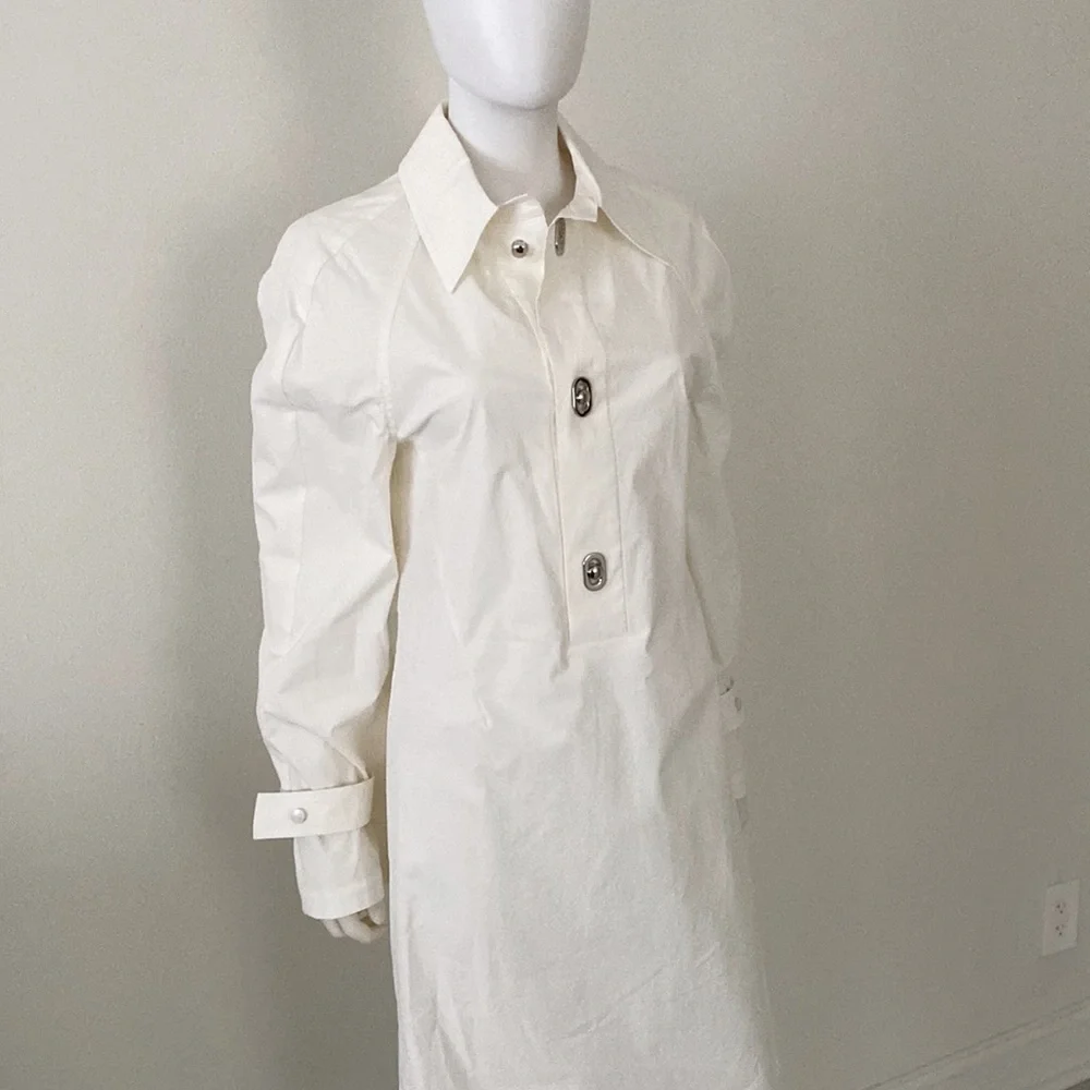 BOTTEGA VENETA MIDI SHIRT WOMEN'S LONG SLEEVE DRESS WHITE NEW - Picture 10 of 15